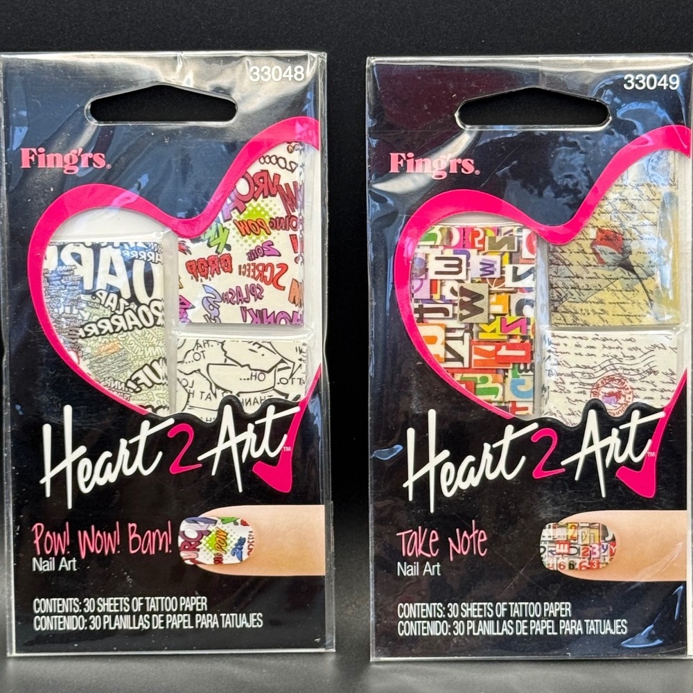 Fingrs Heart 2 Art Nail Art Tattoo Paper‎ Sheets Pow Wow Bam Take Note Set